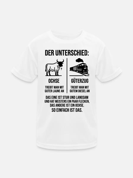 Ochse Güterzug - Kinder Funktions-T-Shirt - Weiß - Vorne
