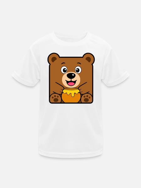 Bär - Kinder Funktions-T-Shirt - Weiß - Vorne