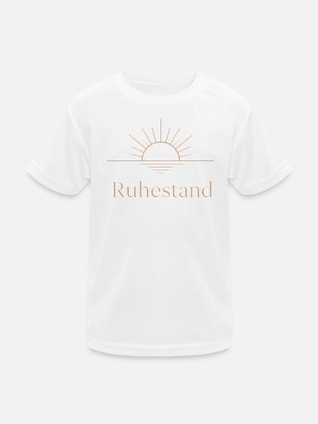 Goldener Ruhestand – Filigrane Buchstaben & Sonne - Kinder Funktions-T-Shirt - Weiß - Vorne