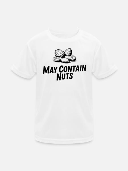 Kann Nüsse enthalten - Kinder Funktions-T-Shirt - Weiß - Vorne