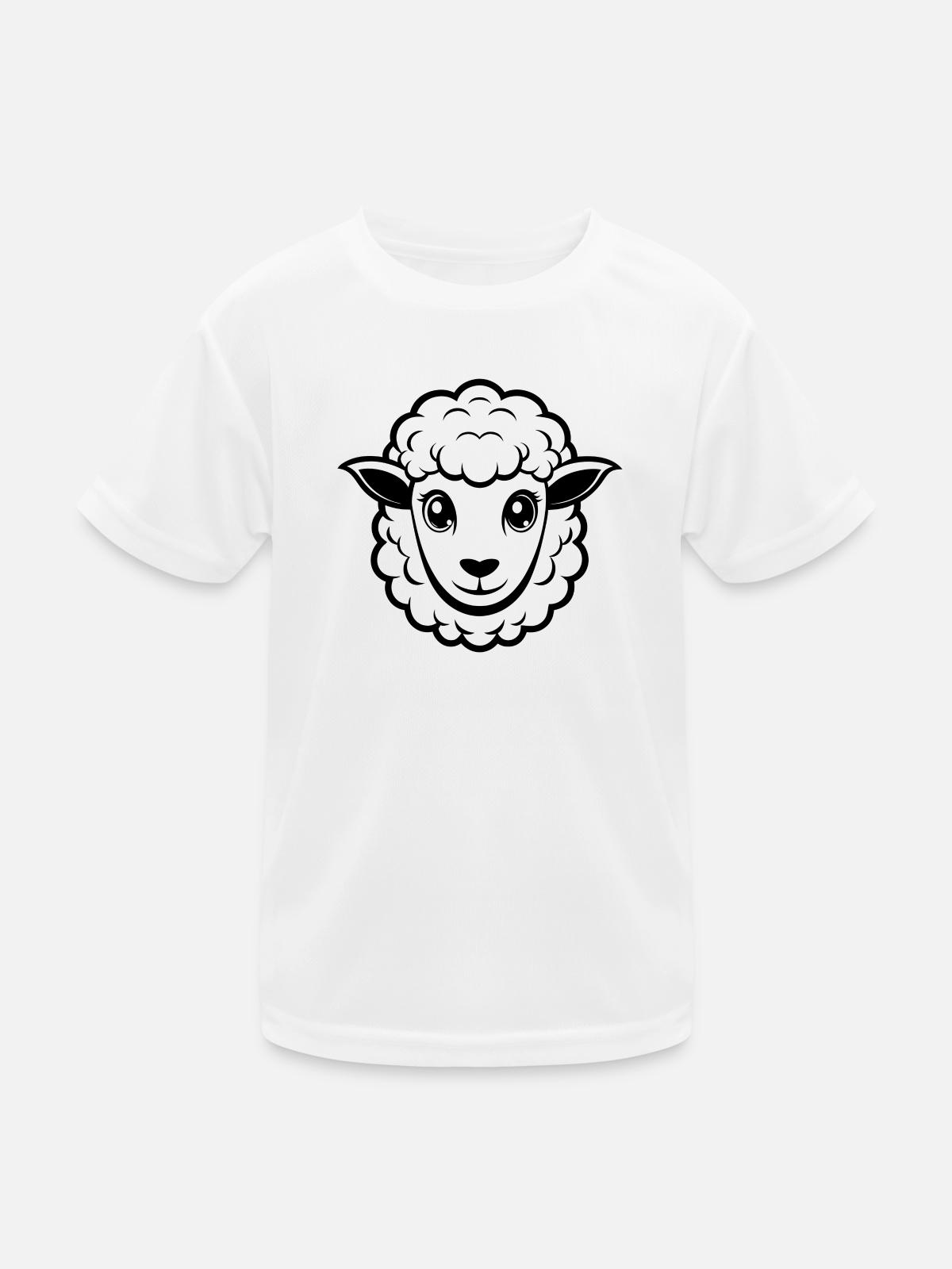 Cute sheep face - Kids Functional T-Shirt - white - Front
