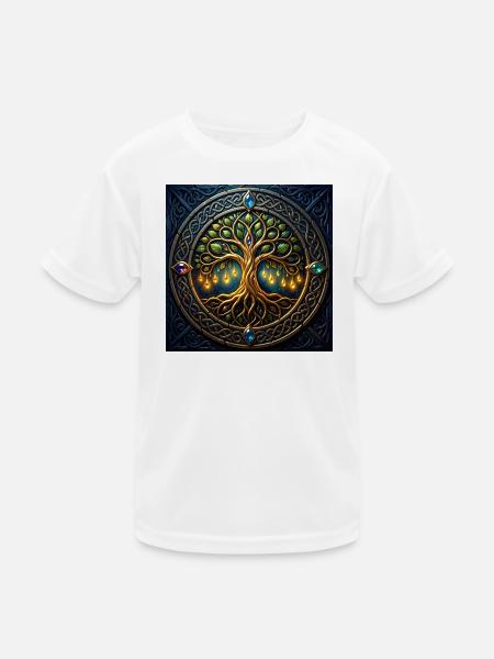 Mystic Tree mit Juwelen und Knoten - Kinder Funktions-T-Shirt - Weiß - Vorne