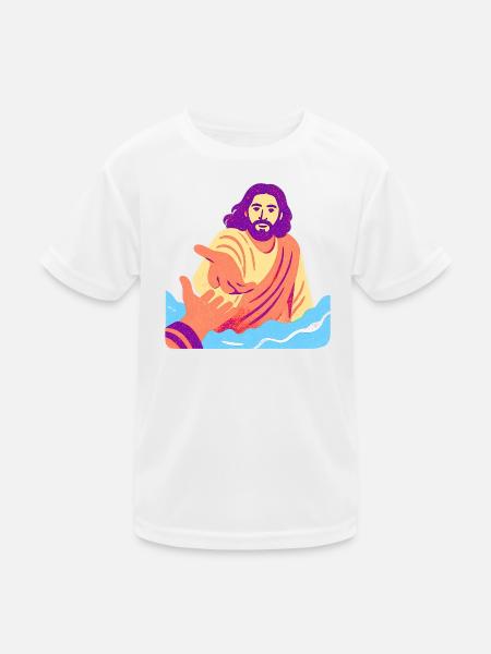 Jesus – Retro Pop Art - Kinder Funktions-T-Shirt - Weiß - Vorne