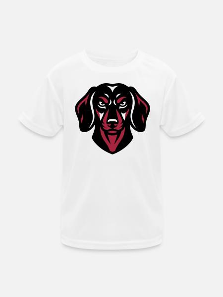 Schwarzer Dackel Logo - Kinder Funktions-T-Shirt - Weiß - Vorne