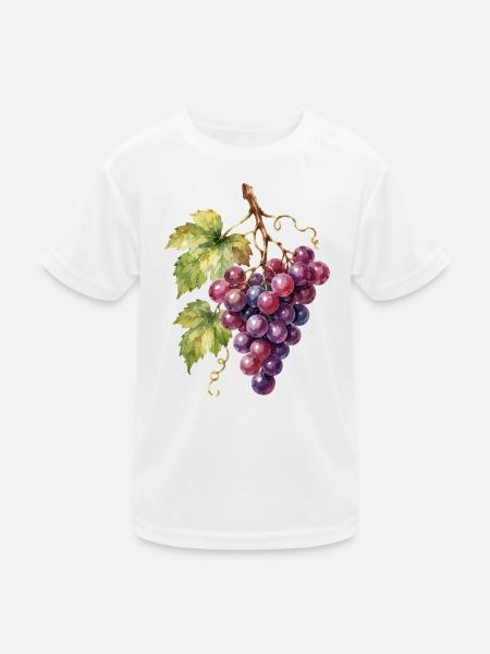Watercolor Grapes Cluster - Kids Functional T-Shirt - white - Front