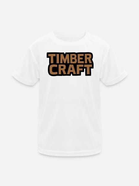 Timber Craft Lettering Logo - Kids Functional T-Shirt - white - Front