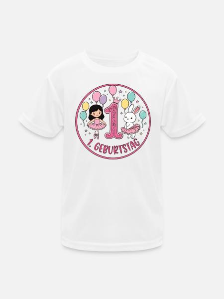 Erstes Geburtstagsballerina - Kinder Funktions-T-Shirt - Weiß - Vorne