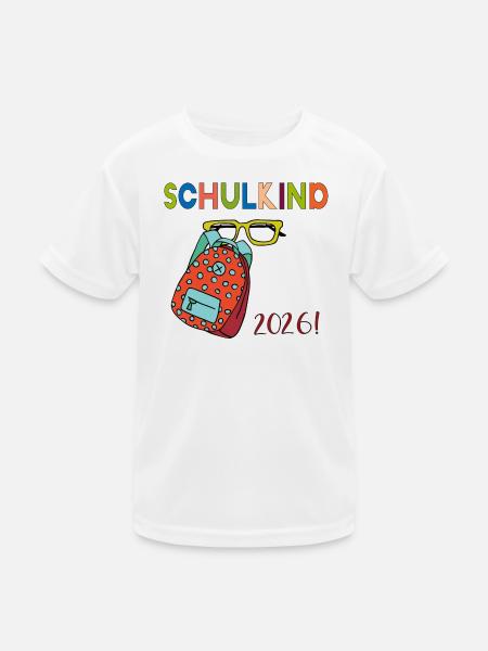 Schulkind 2026 - Kinder Funktions-T-Shirt - Weiß - Vorne