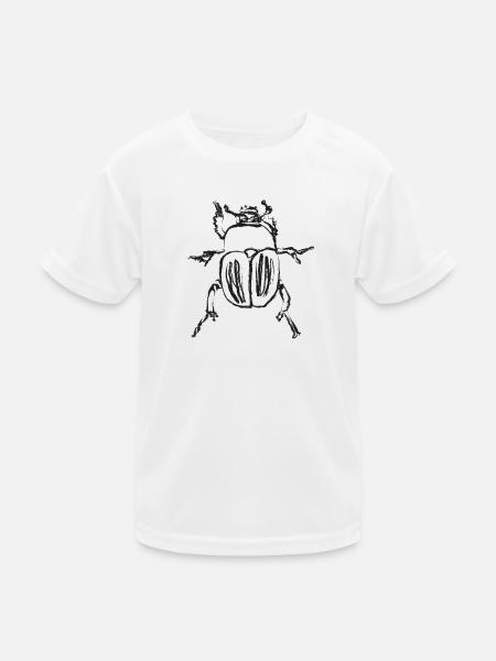 Scarabée noir – Illustration insecte - Kids Functional T-Shirt - white - Front