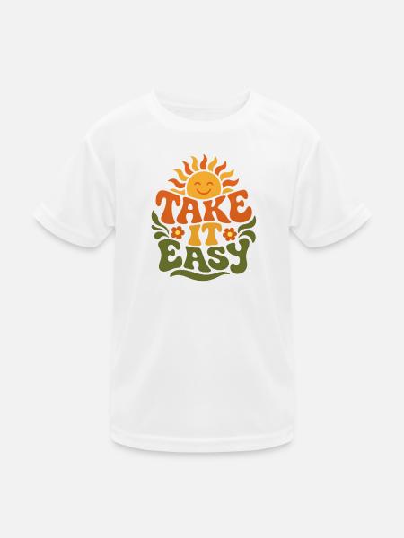 Take It Easy – Retro 70s Groovy Statement Design - Kids Functional T-Shirt - white - Front