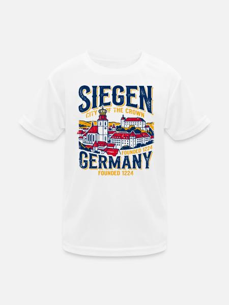 Vintage Siegen Germany City Of The Crown - Kids Functional T-Shirt - white - Front