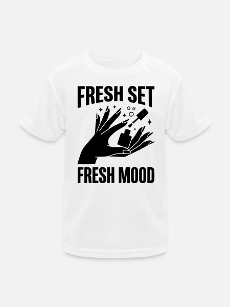 Fresh Set Fresh Mood Nail Design Nails Manicure - Kids Functional T-Shirt - white - Front