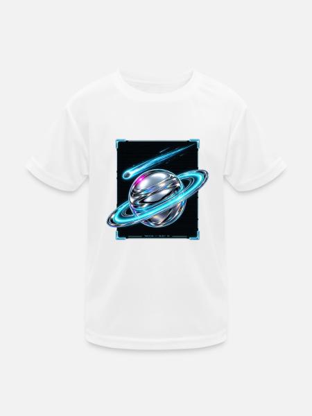 Saturn's neon Orb - Kids Functional T-Shirt - white - Front