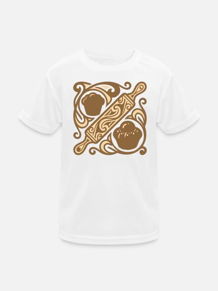 Rolling Pin Baking Graphic - Kids Functional T-Shirt - white - Front