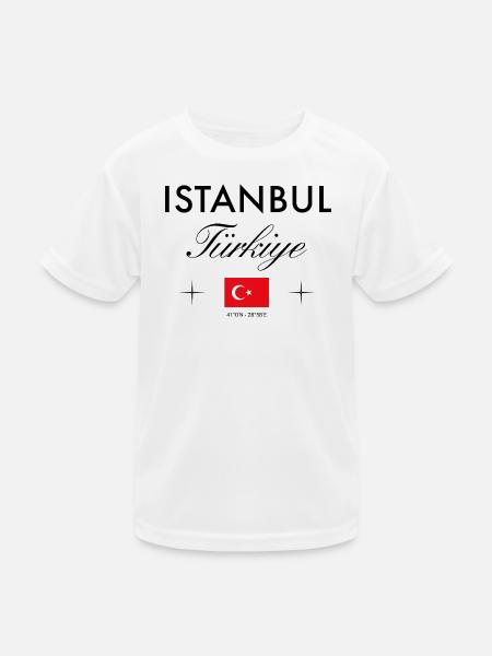 Istanbul Turkey Coordinates Travel Souvenir - Kids Functional T-Shirt - white - Front