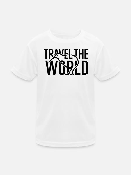 Kiwi Bird Outline Travel The World – Minimalist - Kids Functional T-Shirt - white - Front
