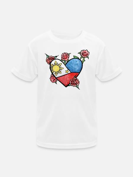 Heart of the Philippine Flag with Roses - Kids Functional T-Shirt - white - Front