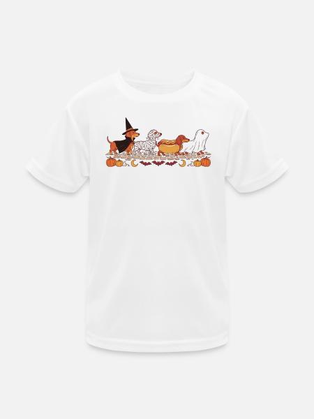Halloween-Dackel - Kinder Funktions-T-Shirt - Weiß