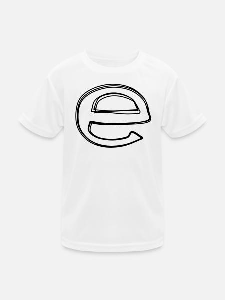 Kleinbuchstabe e handgezeichnet - Kinder Funktions-T-Shirt - Weiß