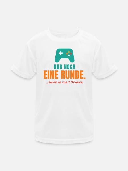 Nur noch eine Runde – Gamer Spruch - Kinder Funktions-T-Shirt - Weiß - Vorne