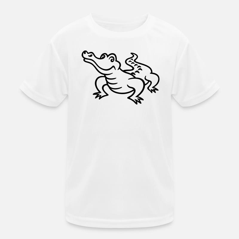 Krokodil - Kinder Funktions-T-Shirt - Weiß