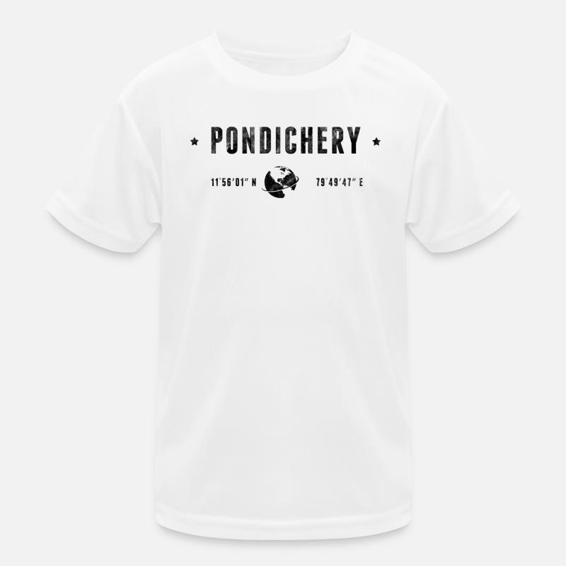 PONDICHERRY Stylized geographical coordinates Kids Functional T-Shirt