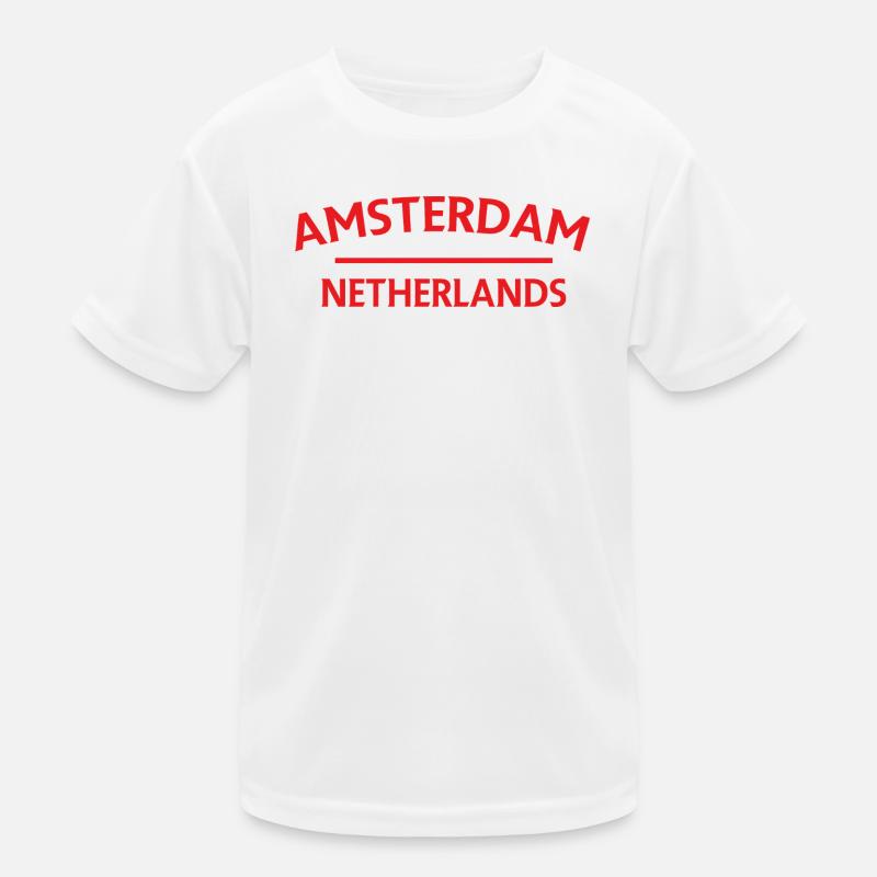 Amsterdam – Niederländisches Textdesign Kinder Funktions-T-Shirt