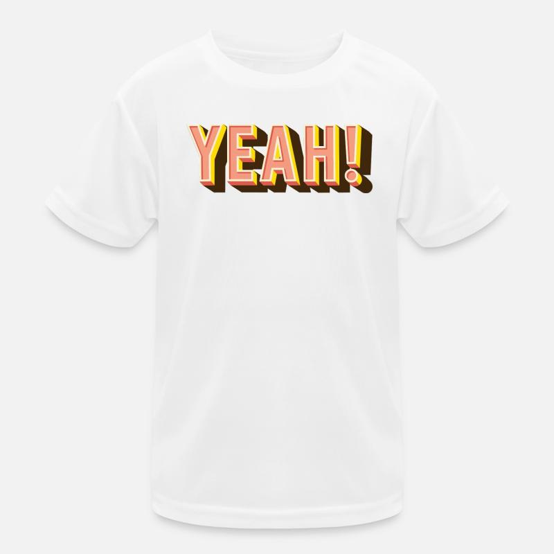 YEAH Retro Popschrift - Kinder Funktions-T-Shirt - Weiß