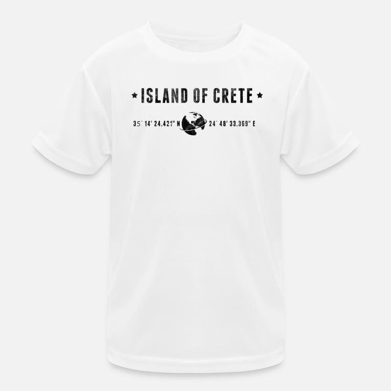 Crete Stylized Geographical Coordinates Kids Functional T-Shirt