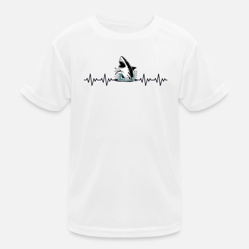 Great White Shark ECG Heartbeat Kids Functional T-Shirt