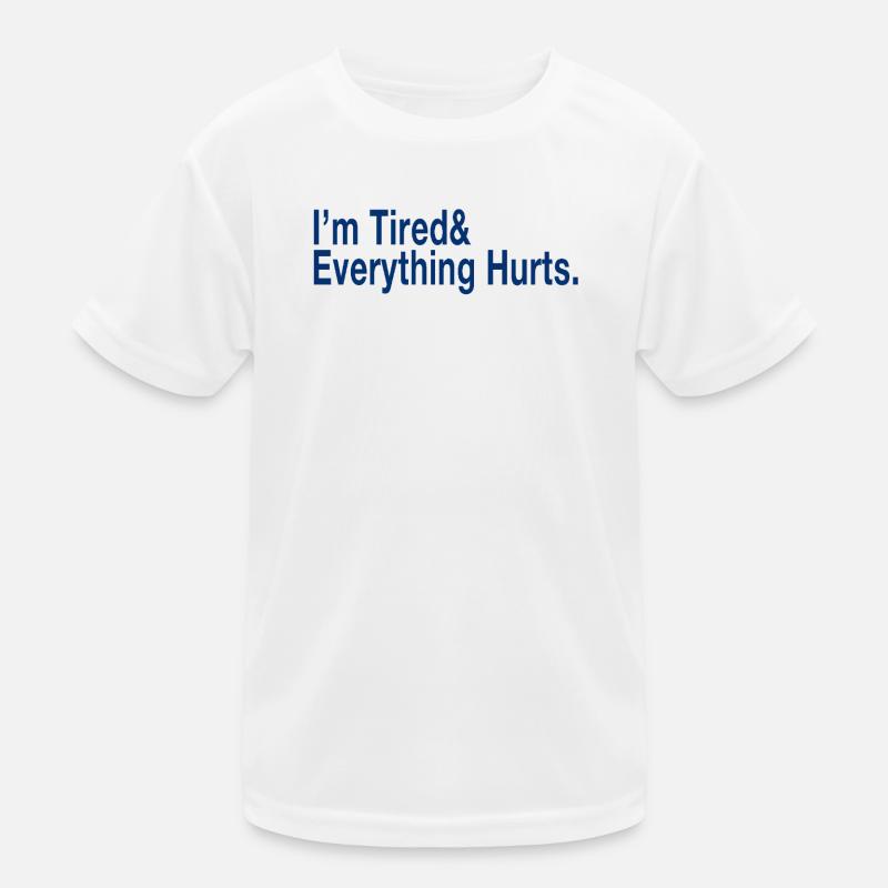 Nachvollziehbares Erschöpfungszitat in Deep Blue Kinder Funktions-T-Shirt