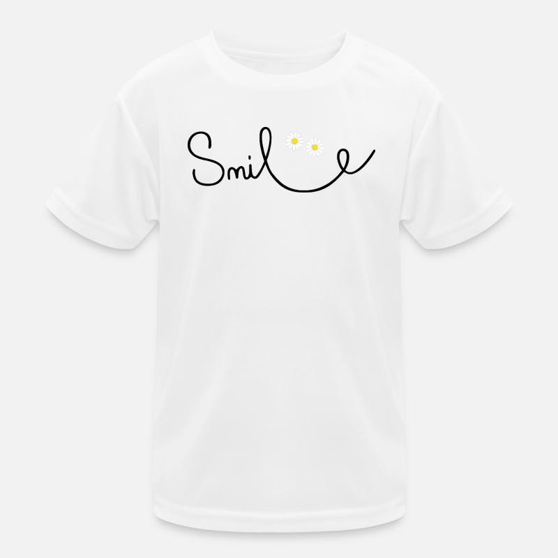 Flowery smile in cursive script Kids Functional T-Shirt
