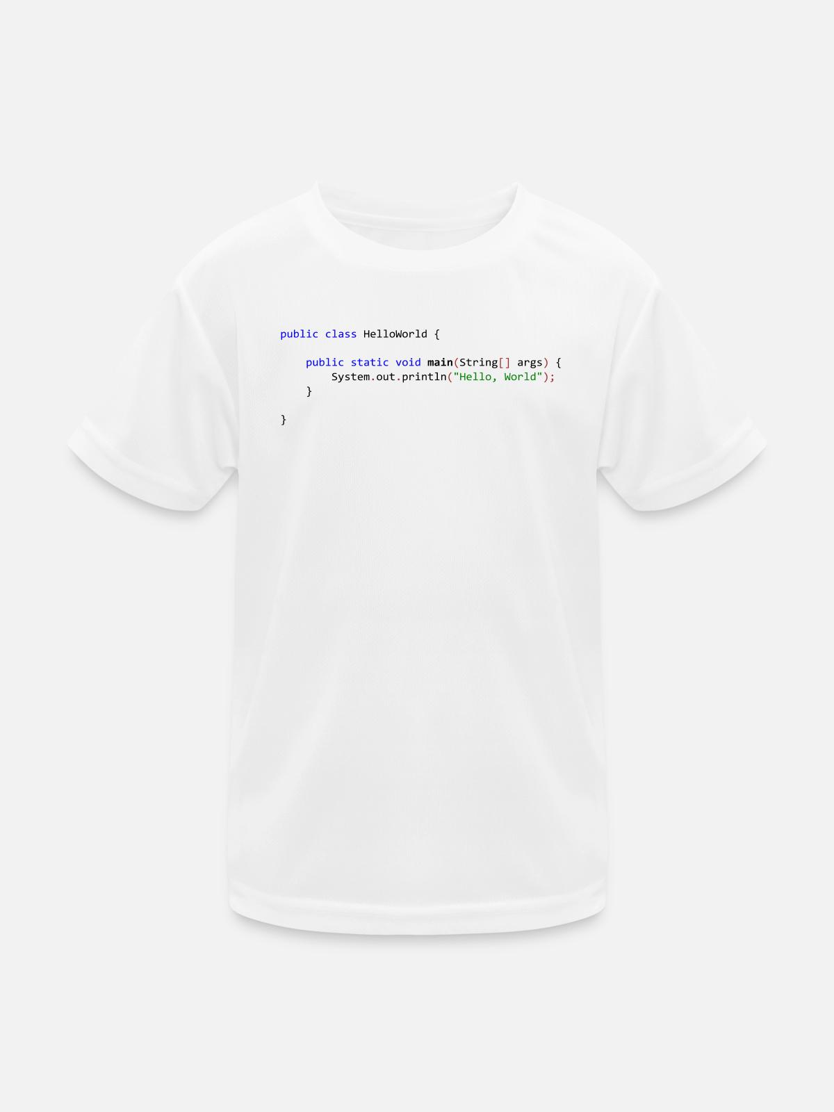 Hello World in Java - Kinder Funktions-T-Shirt - Weiß - Vorne