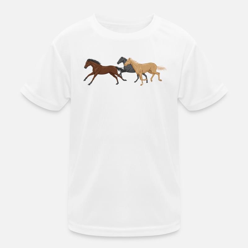 Three Horses - Kids Functional T-Shirt - white