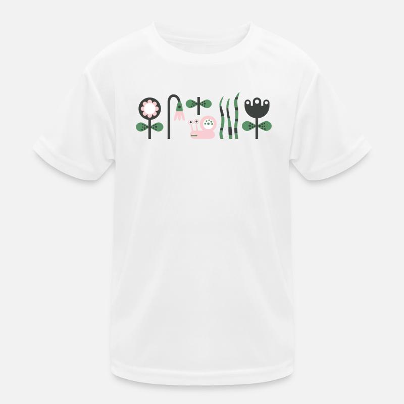 Escargot rose affamé avec des fleurs T-shirt sport Enfant