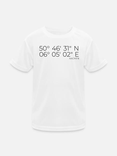 Koordinaten Aachen - Kinder Funktions-T-Shirt - Weiß