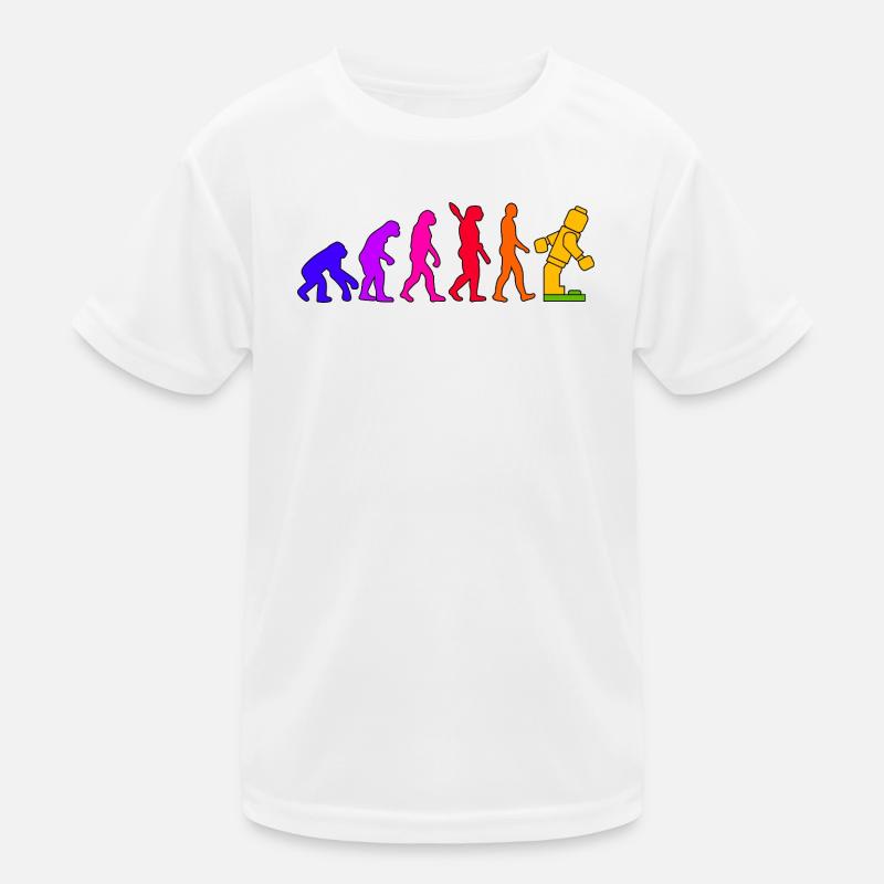 Klemmbaustein Evolution Menschheit Noppenbaustein Kinder Funktions-T-Shirt