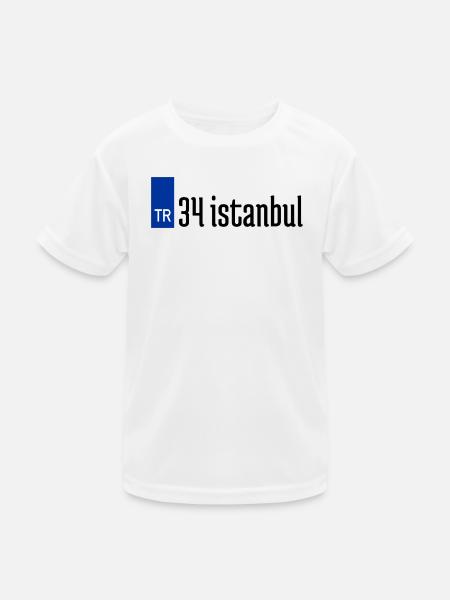 34 İstanbul Plaka Streetwear - Kinder Funktions-T-Shirt - Weiß - Vorne