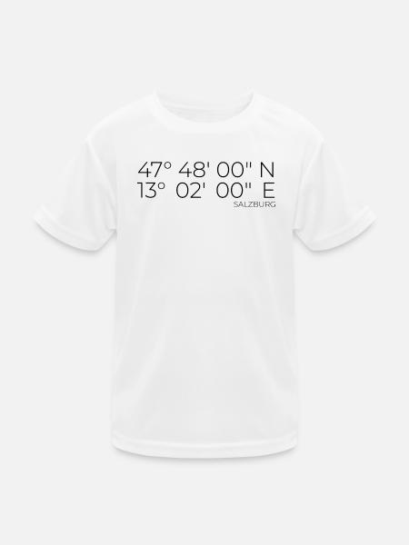 Koordinaten Salzburg Österreich - Kinder Funktions-T-Shirt - Weiß - Vorne
