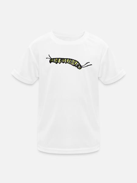 Striped Yellow Caterpillar - Kids Functional T-Shirt - white - Front