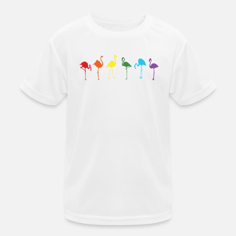 Bunte Flamingo-Silhouetten im Regenbogenfarben Kinder Funktions-T-Shirt