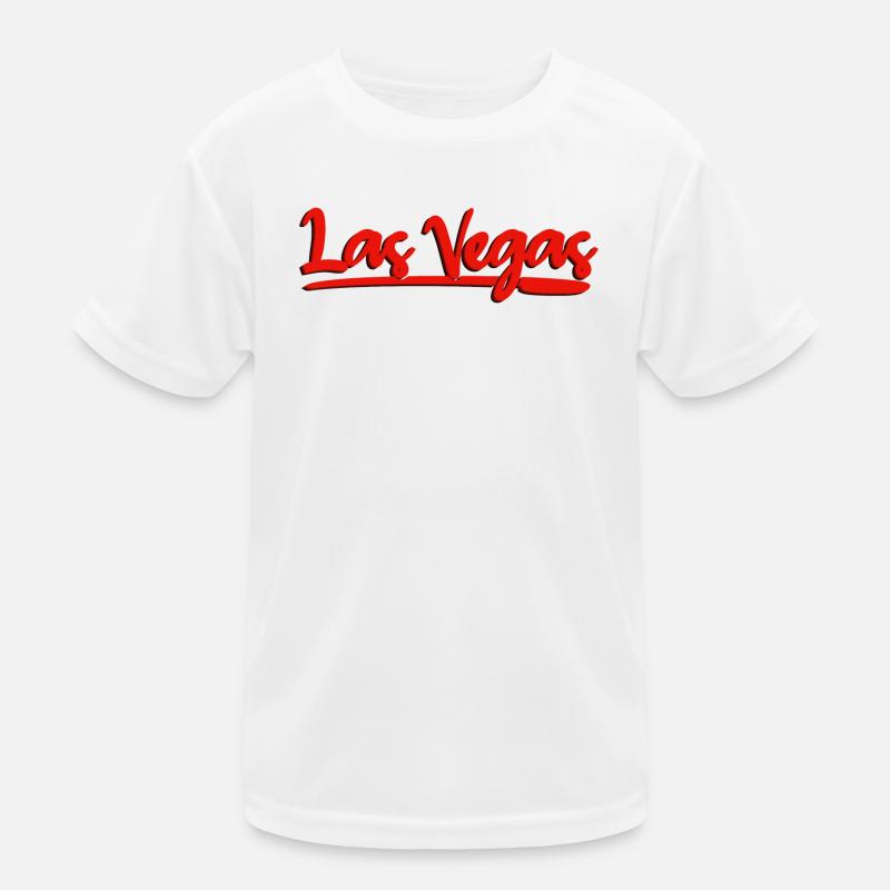 Las Vegas Lettering Red Cursive Design Kids Functional T-Shirt