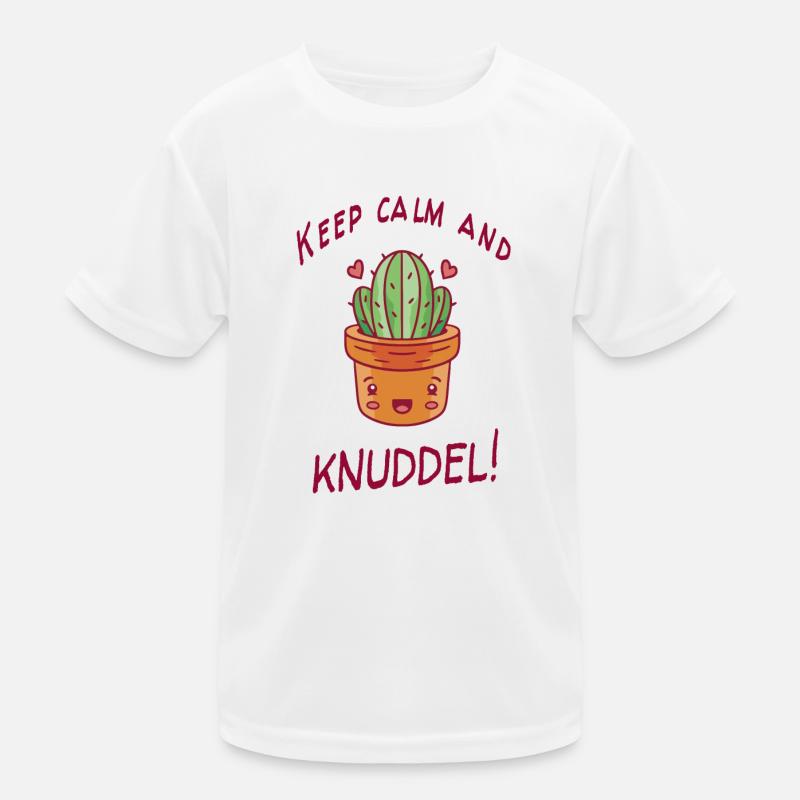 Kaktus Humor Keep Calm And Knuddel Geschenkidee Kinder Funktions-T-Shirt