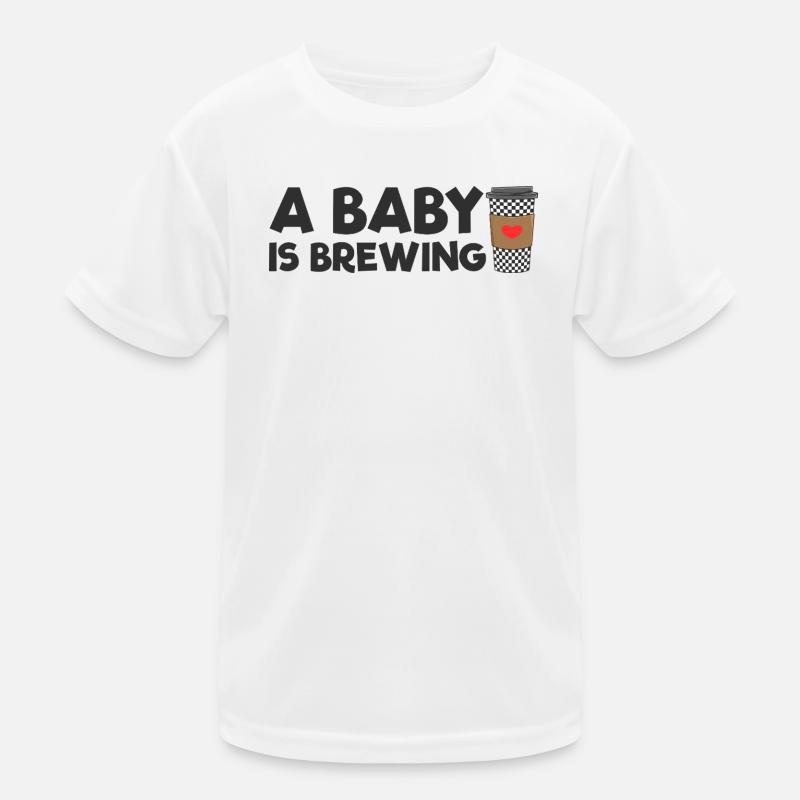 An expectant mother whose baby is brewing coffee Kids Functional T-Shirt