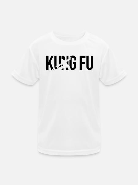 kung fu - Kinder Funktions-T-Shirt - Weiß - Vorne