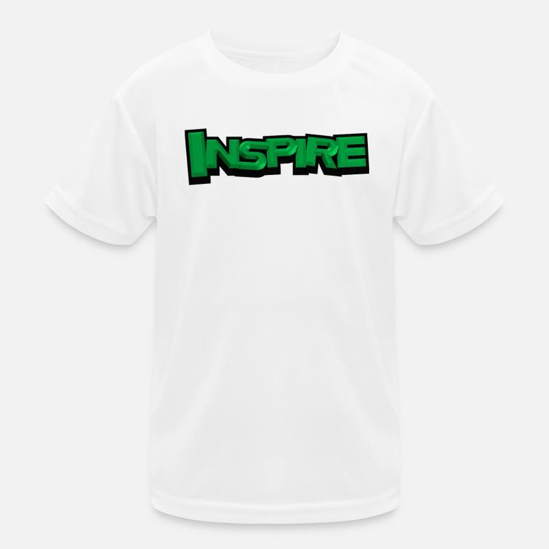 INSPIRE – Modern 3D Typography Design - Kids Functional T-Shirt - white