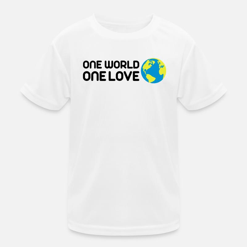 One World One Love - Kinder Funktions-T-Shirt - Weiß