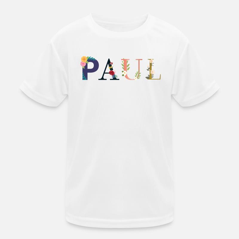 PAUL name decorated with flowers Kids Functional T-Shirt