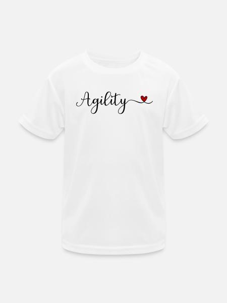 Agility Herz Typographie - Kinder Funktions-T-Shirt - Weiß - Vorne