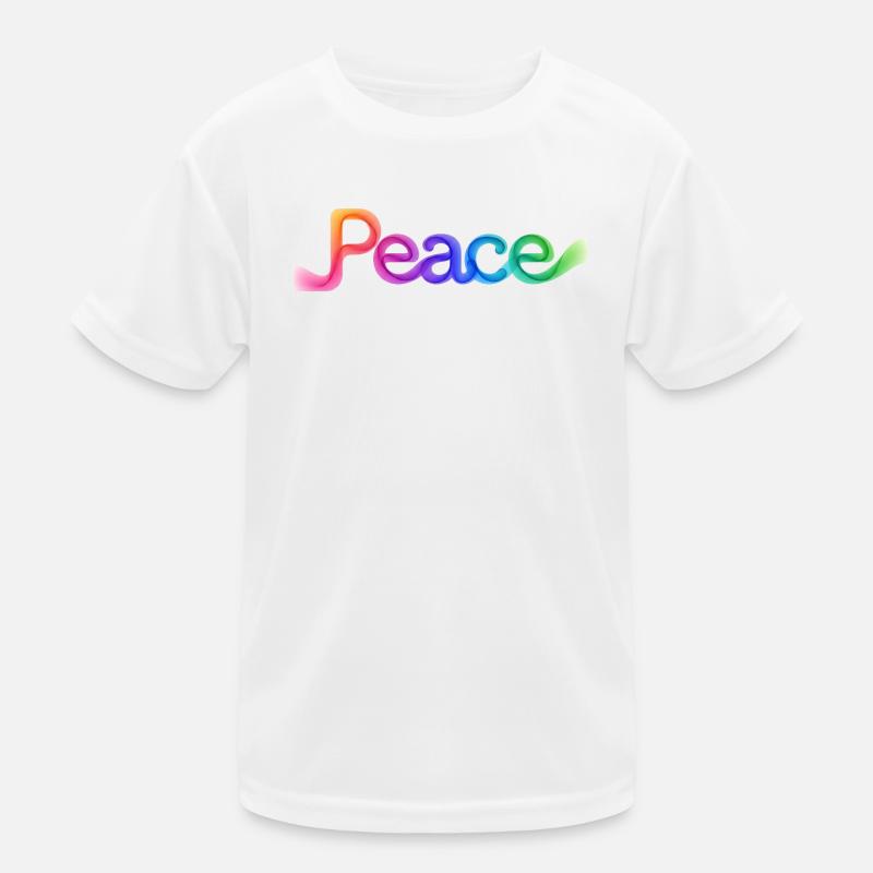 Farbige Peace-Schrift im Pfeildesign Kinder Funktions-T-Shirt